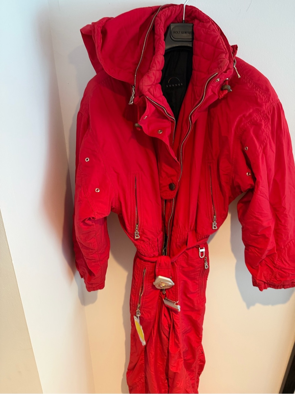 Bogner Bright Red Hooded Ski one piece